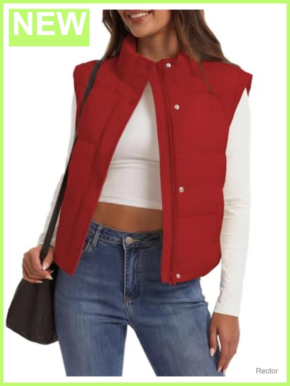 Womens Cropped Puffer Vest Sleeveless Lightweight Zip Snap Layering